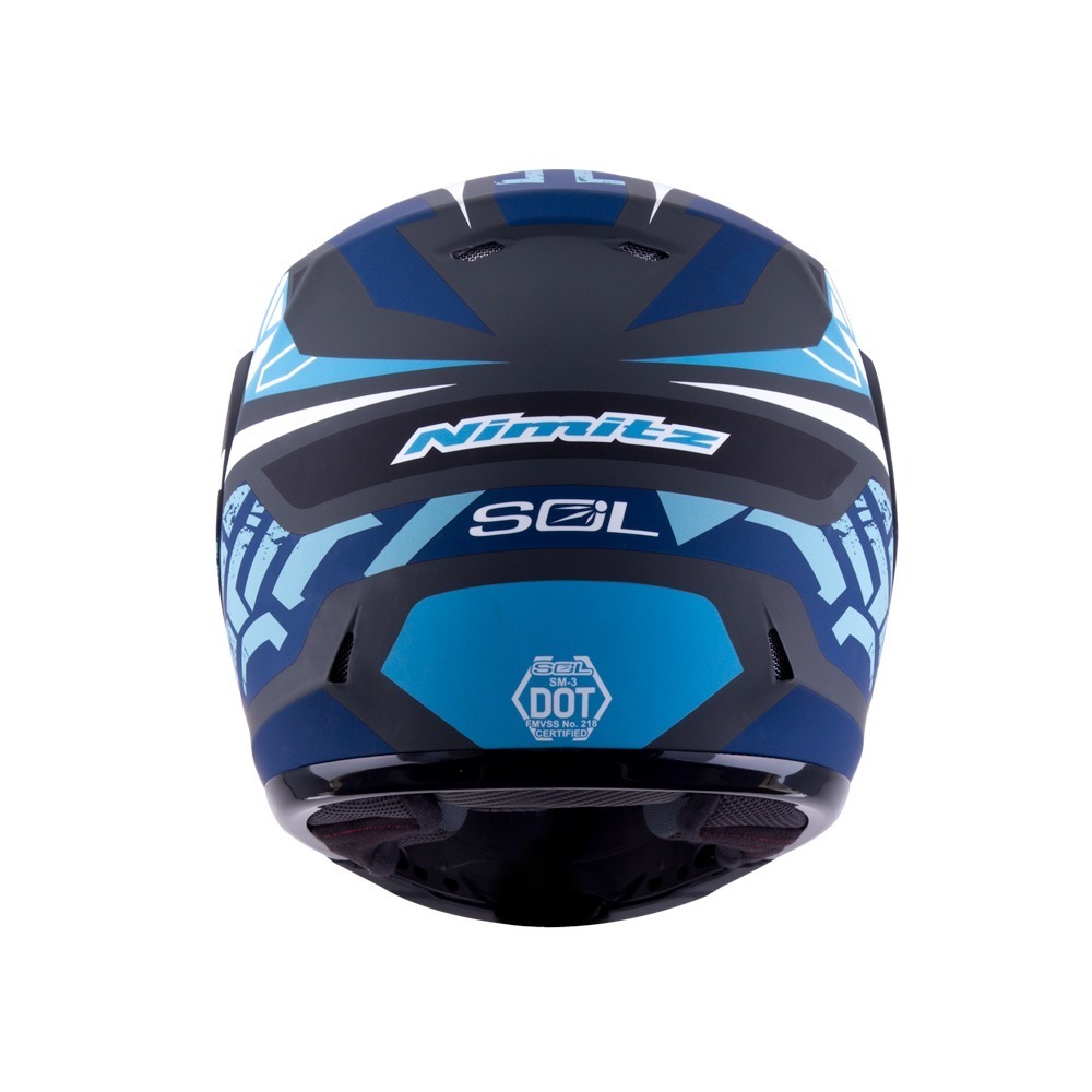 SOL SM-3 戰將 消光灰/藍黑 彩繪 可掀式安全帽 可樂帽