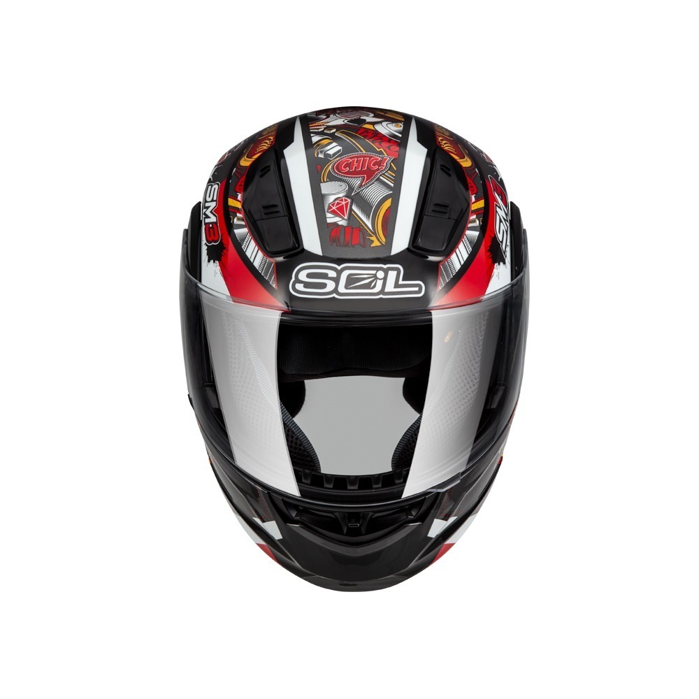 SOL SM-3 惡天使 黑/紅橘 彩繪 可掀式安全帽 可樂帽