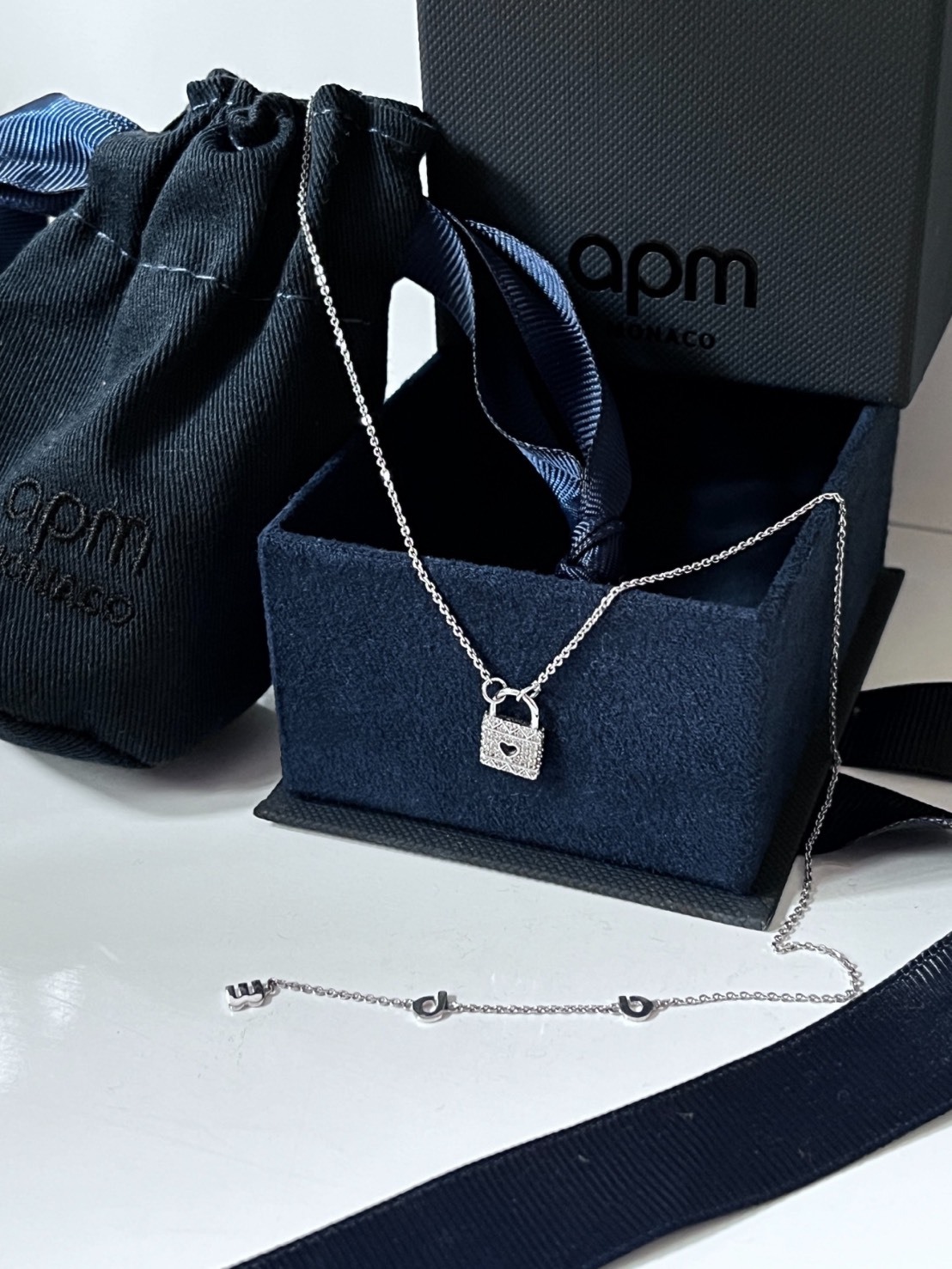APM FUN CRAZY LOVE 迷你滿鑽鑲石 愛心吊墜鎖 925銀