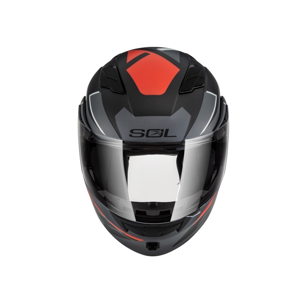 SOL SM-5 裂變 消光黑/灰紅 彩繪 可掀式安全帽 可樂帽