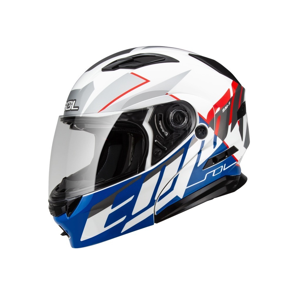 SOL SM-5 裂變 白/藍紅 彩繪 可掀式安全帽 可樂帽