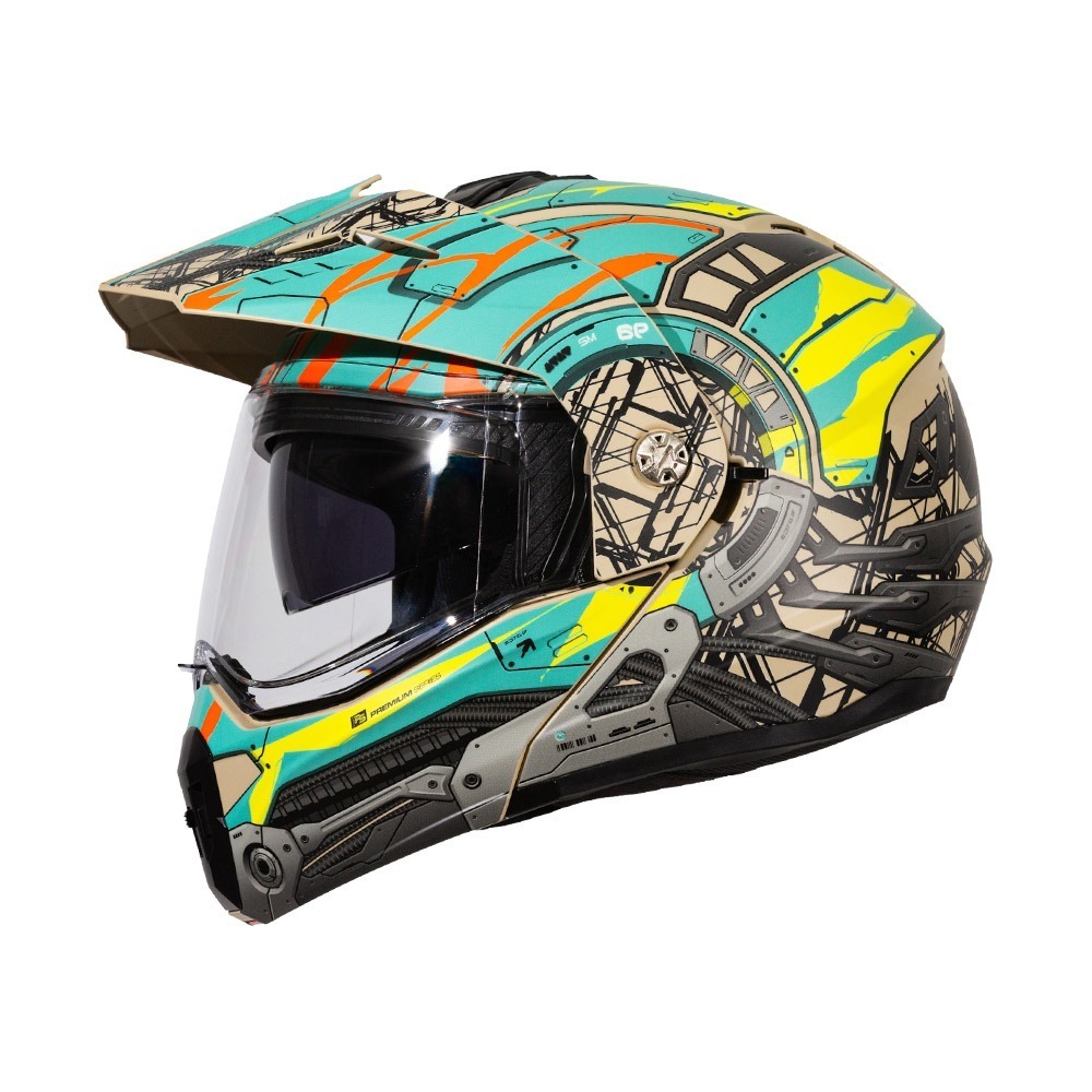 SOL SM-6P 賽博格 消光沙漠黃/橘 彩繪 複合可掀式安全帽 內墨片