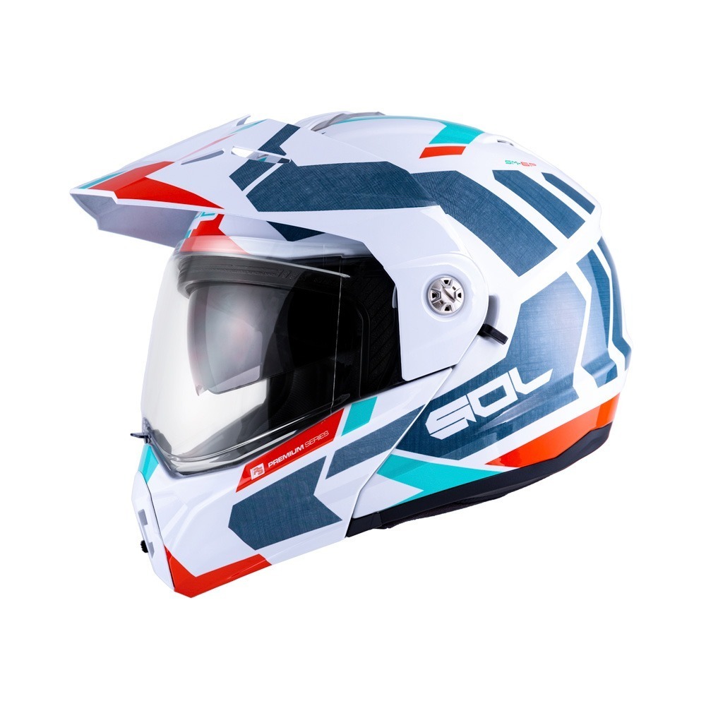 SOL SM-6P 前衛者 白/藍橘 彩繪 複合可掀式安全帽 內墨片