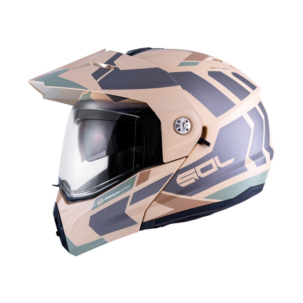 SOL SM-6P 前衛者 消光沙漠黃/銀 彩繪 複合可掀式安全帽 內墨片