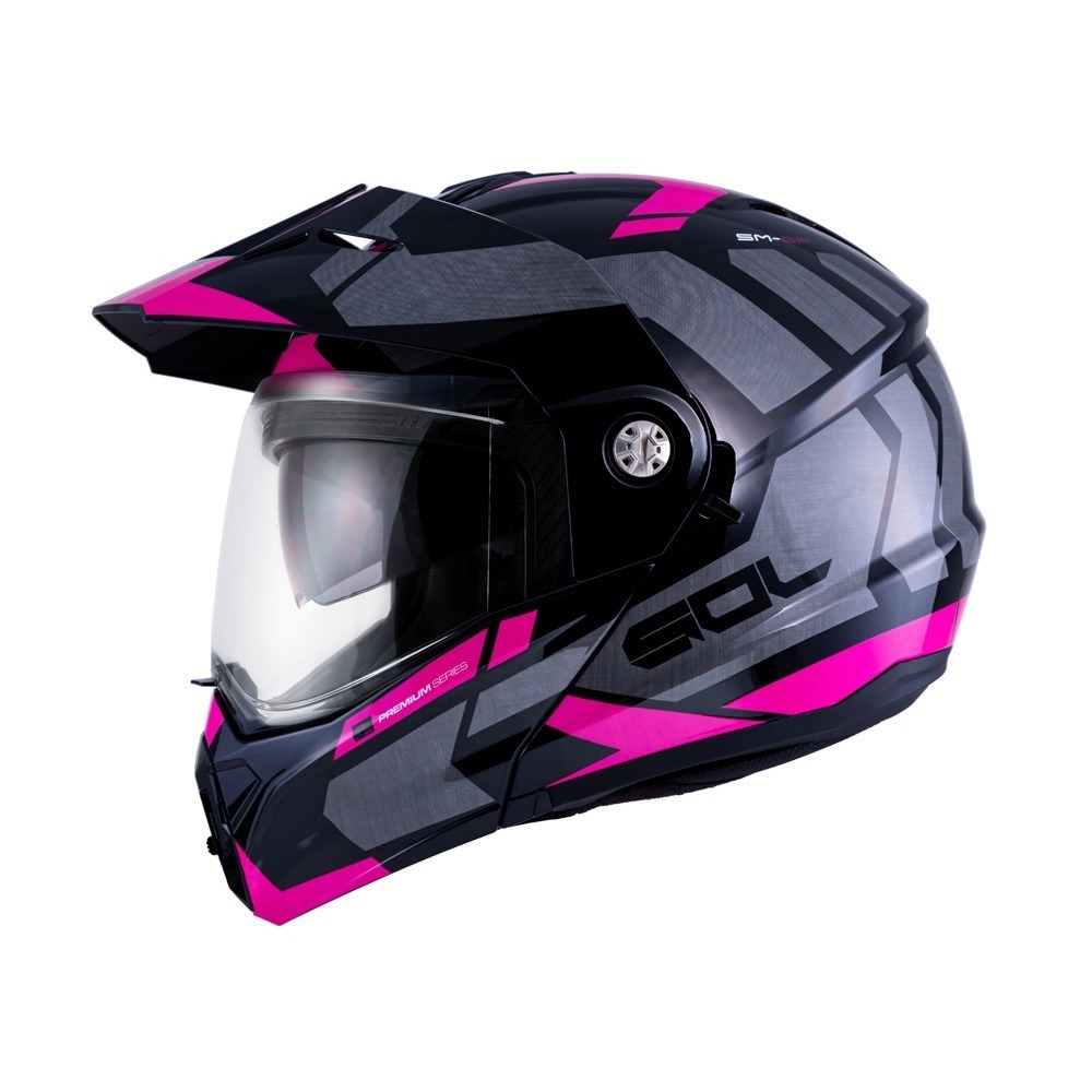 SOL SM-6P 前衛者 黑/粉 彩繪 複合可掀式安全帽 內墨片