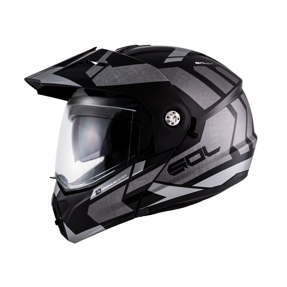 SOL SM-6P 前衛者 消光黑/銀 彩繪 複合可掀式安全帽 內墨片