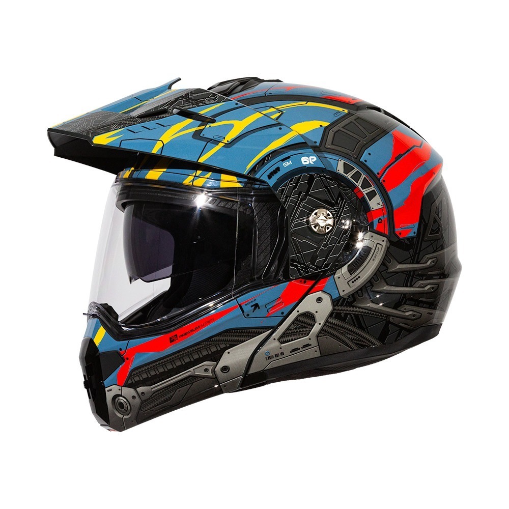 SOL SM-6P 賽博格 墨綠/紅黃 彩繪 複合可掀式安全帽 內墨片