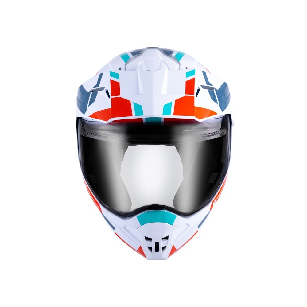 SOL SM-6P 前衛者 白/藍橘 彩繪 複合可掀式安全帽 內墨片