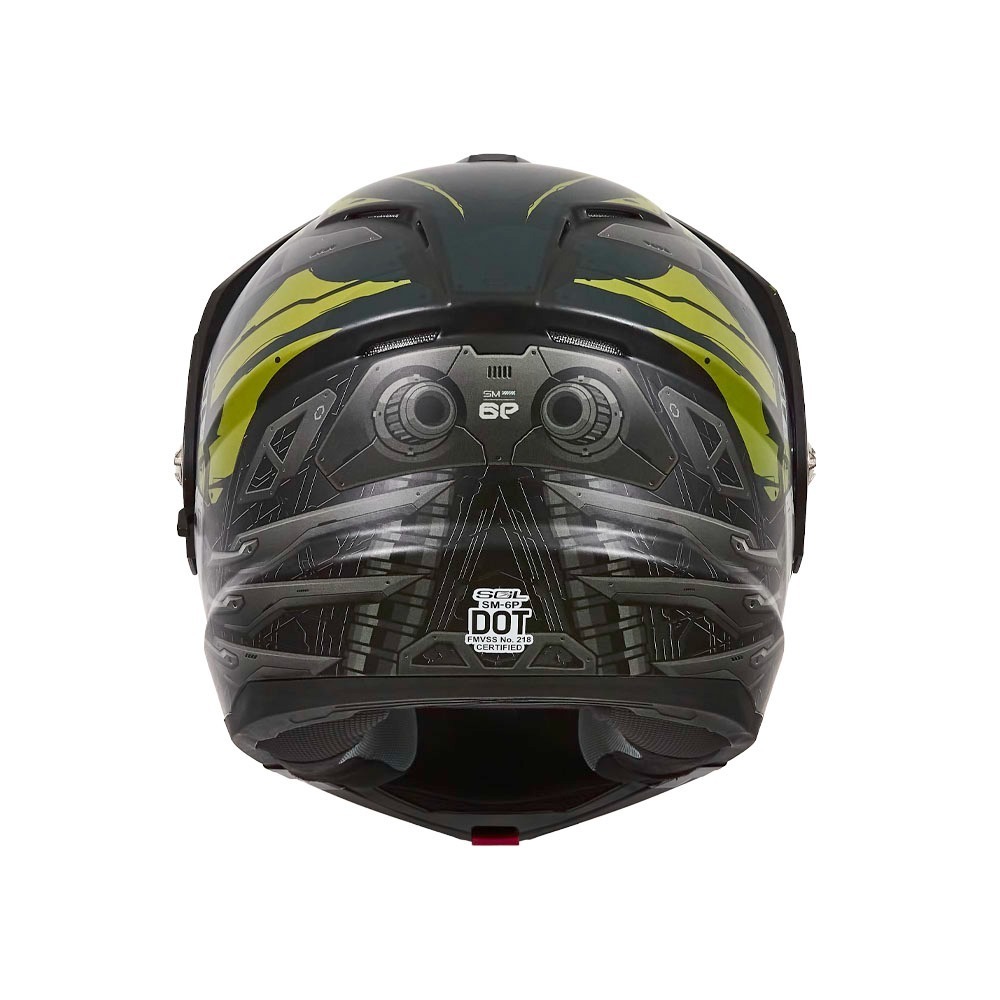 SOL SM-6P 賽博格 消光黑/綠 彩繪 複合可掀式安全帽 內墨片