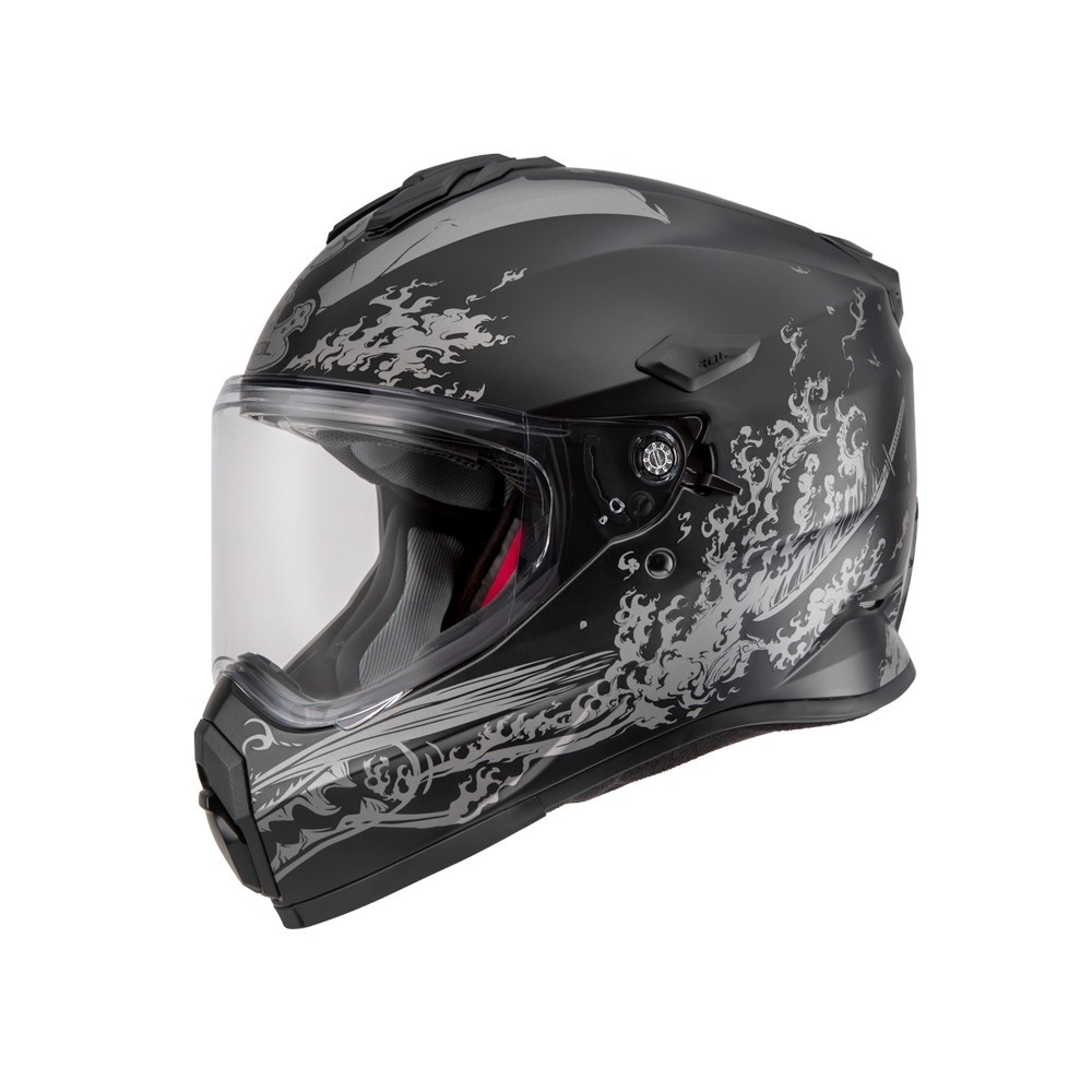 SOL SS-2P 織田信長 消光黑/銀 彩繪 複合式安全帽（帽舌需另加購）