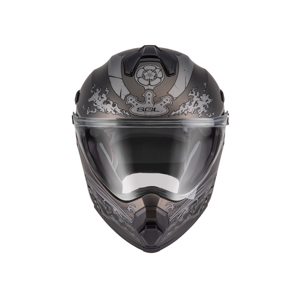 SOL SS-2P 織田信長 消光鐵灰/銀 彩繪 複合式安全帽（帽舌需另加購）