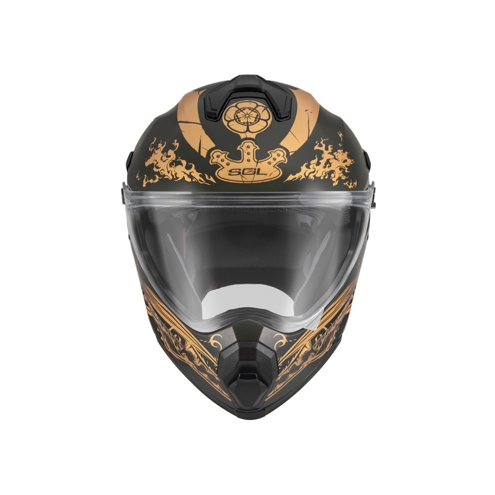 SOL SS-2P 織田信長 消光綠/金 彩繪 複合式安全帽（帽舌需另加購）