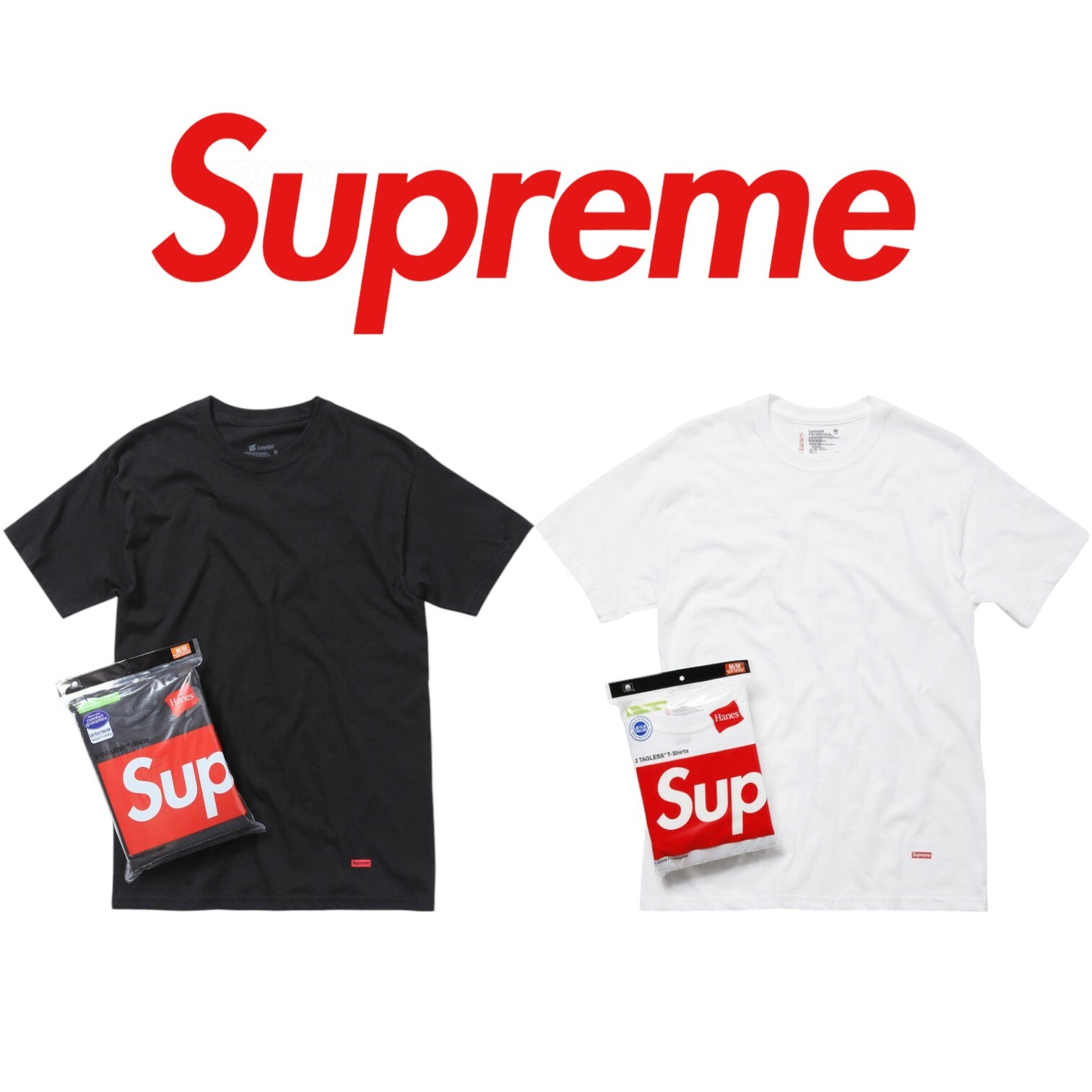Supreme x Hanes Tagless tee 下擺 Box Logo 一包三件 / 單件 素T 素TEE 短T 2色 現貨