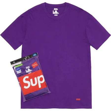 Supreme Hanes Tagless Tee 下擺BOX LOGO 素T 短T 兩件一包 / 單件 螢光黃 / 紫色 / 軍綠 / 灰色 現貨
