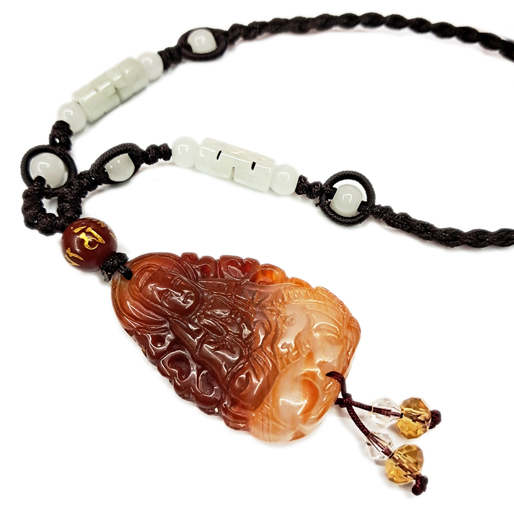 大勢至菩薩{紅玉髓}中國結項鍊【十方】140153