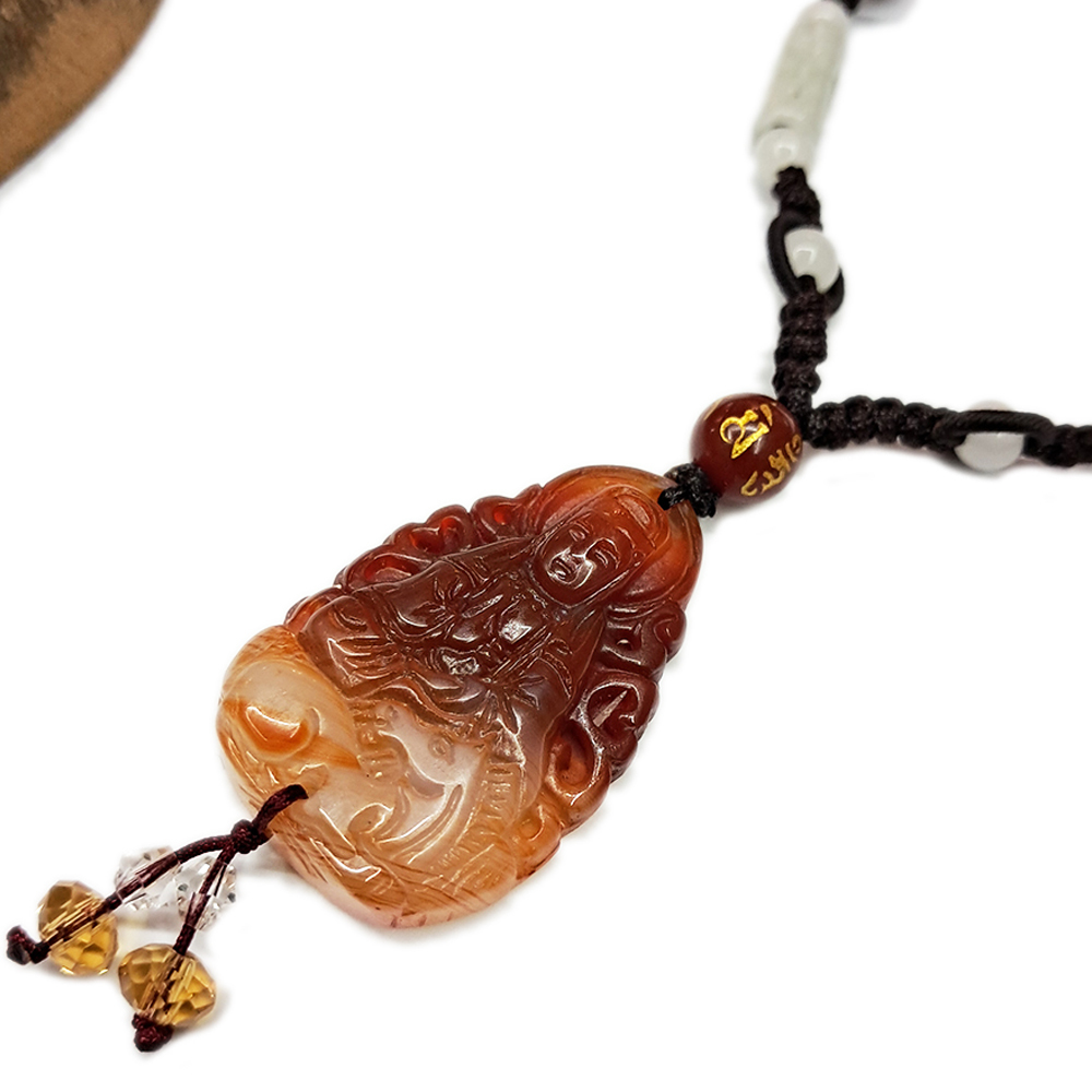 大勢至菩薩{紅玉髓}中國結項鍊【十方】140153