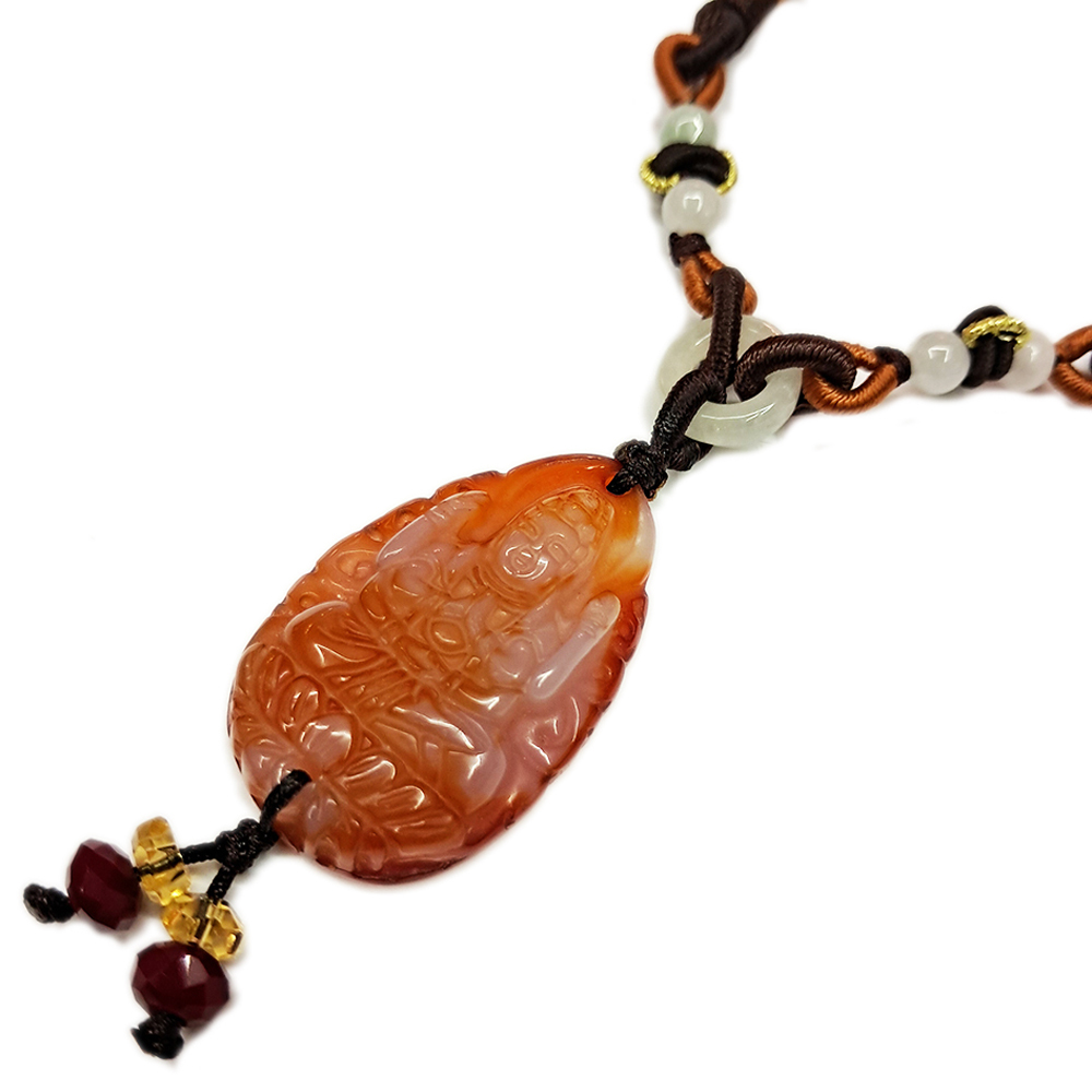 千手觀音菩薩{紅玉髓}中國結項鍊【十方】140155