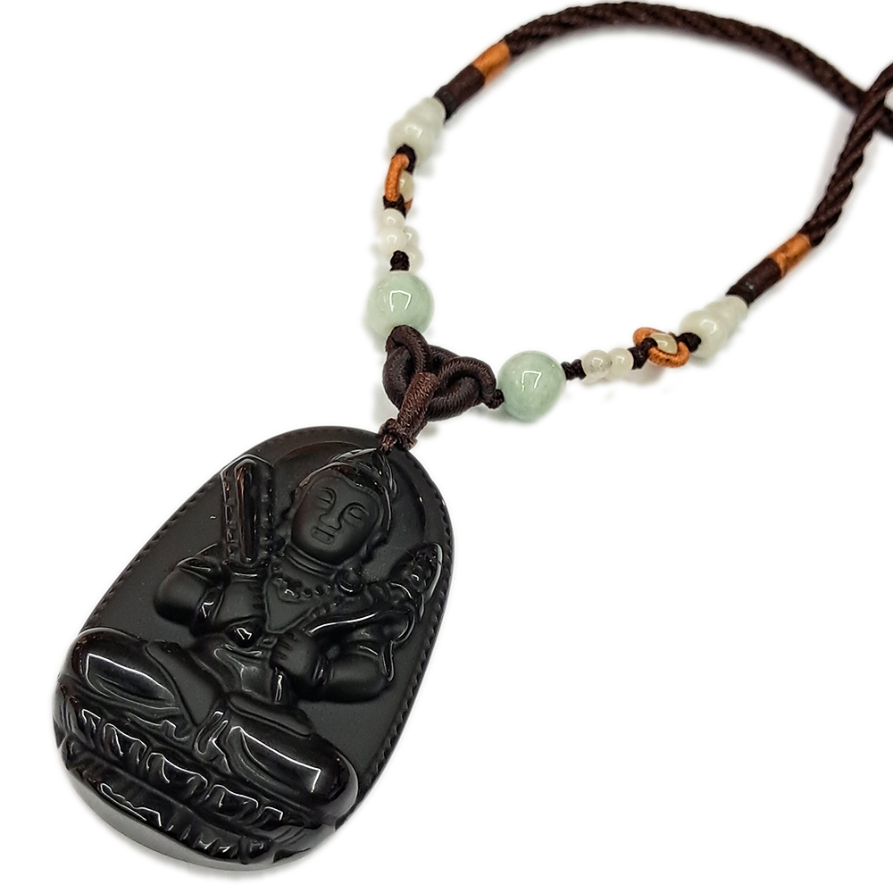 虛空藏 菩薩黑曜岩中國結項鍊【十方】140664