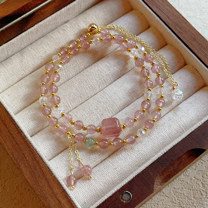 【星軌】草莓晶雙圈手鍊x綠草莓x奧地利水晶手鍊