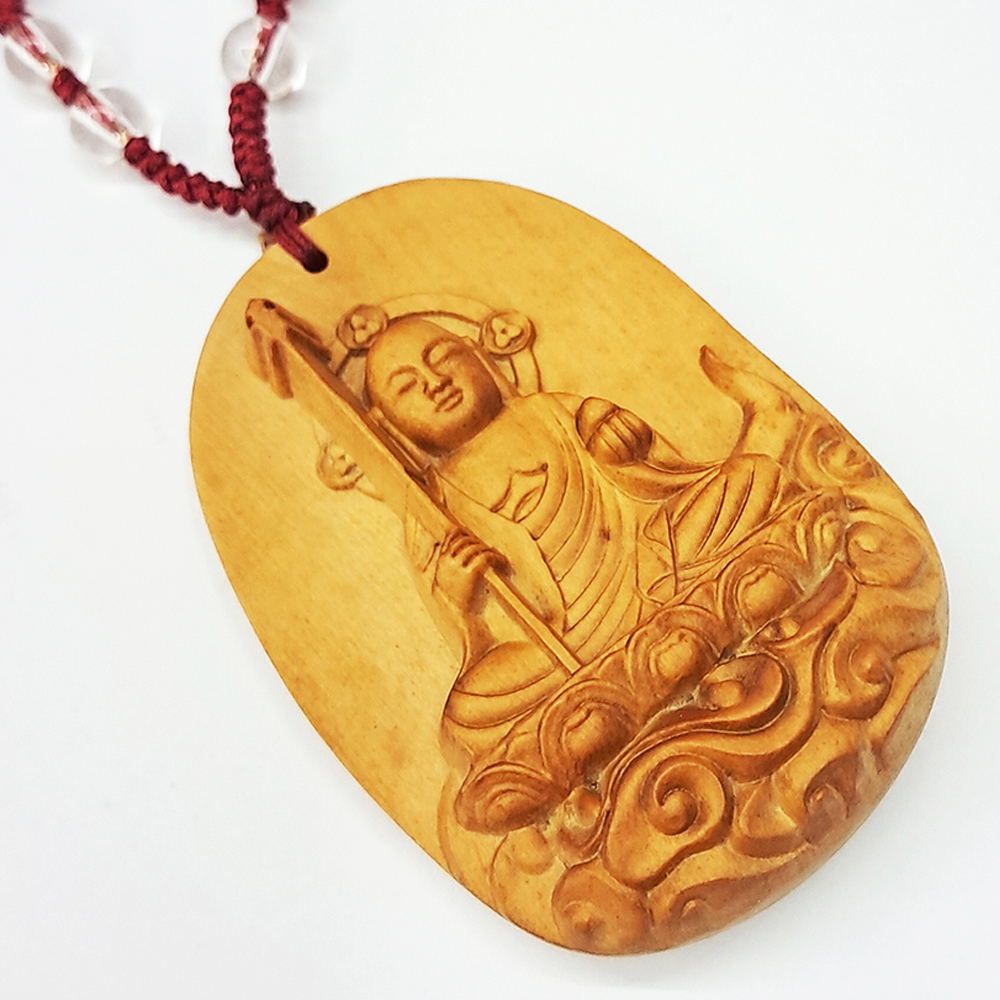 地藏菩薩{黃楊木}中國結項鍊【十方】142132