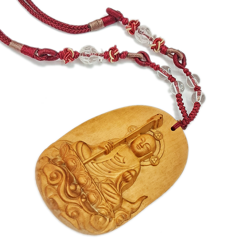 地藏菩薩{黃楊木}中國結項鍊【十方】142132