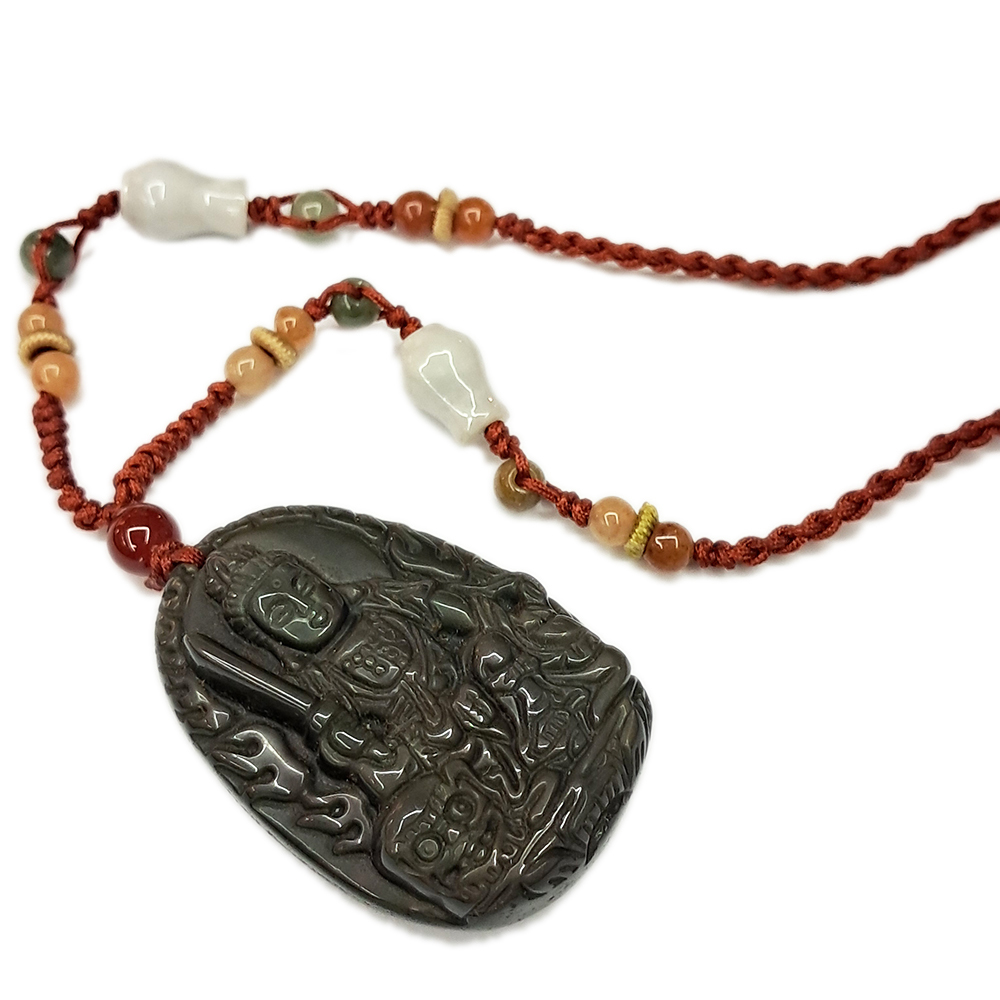 文殊菩薩{彩虹黑曜}中國結項鍊【十方】142731