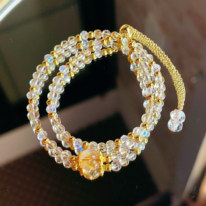 【星軌】黃阿賽x黃水晶x黃塔晶x奧地利雙圈水晶手鍊