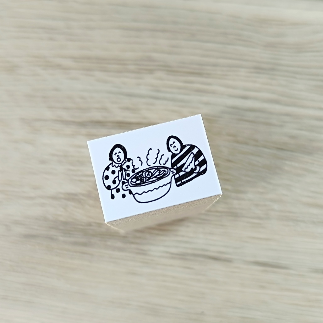 日本AZUNKO．吃火鍋 2.7x1.9cm手帳木頭印章