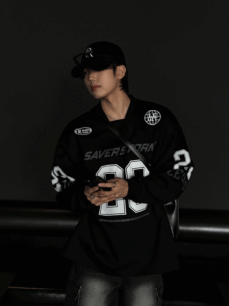 橄欖球V領衛衣大學T