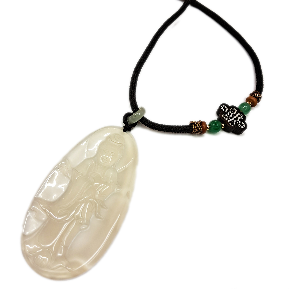 白衣觀音{ 白玉髓 }吉祥結中國結項鍊【十方】149726