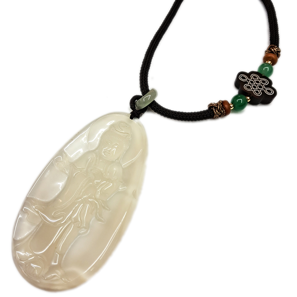 白衣觀音{ 白玉髓 }吉祥結中國結項鍊【十方】149726