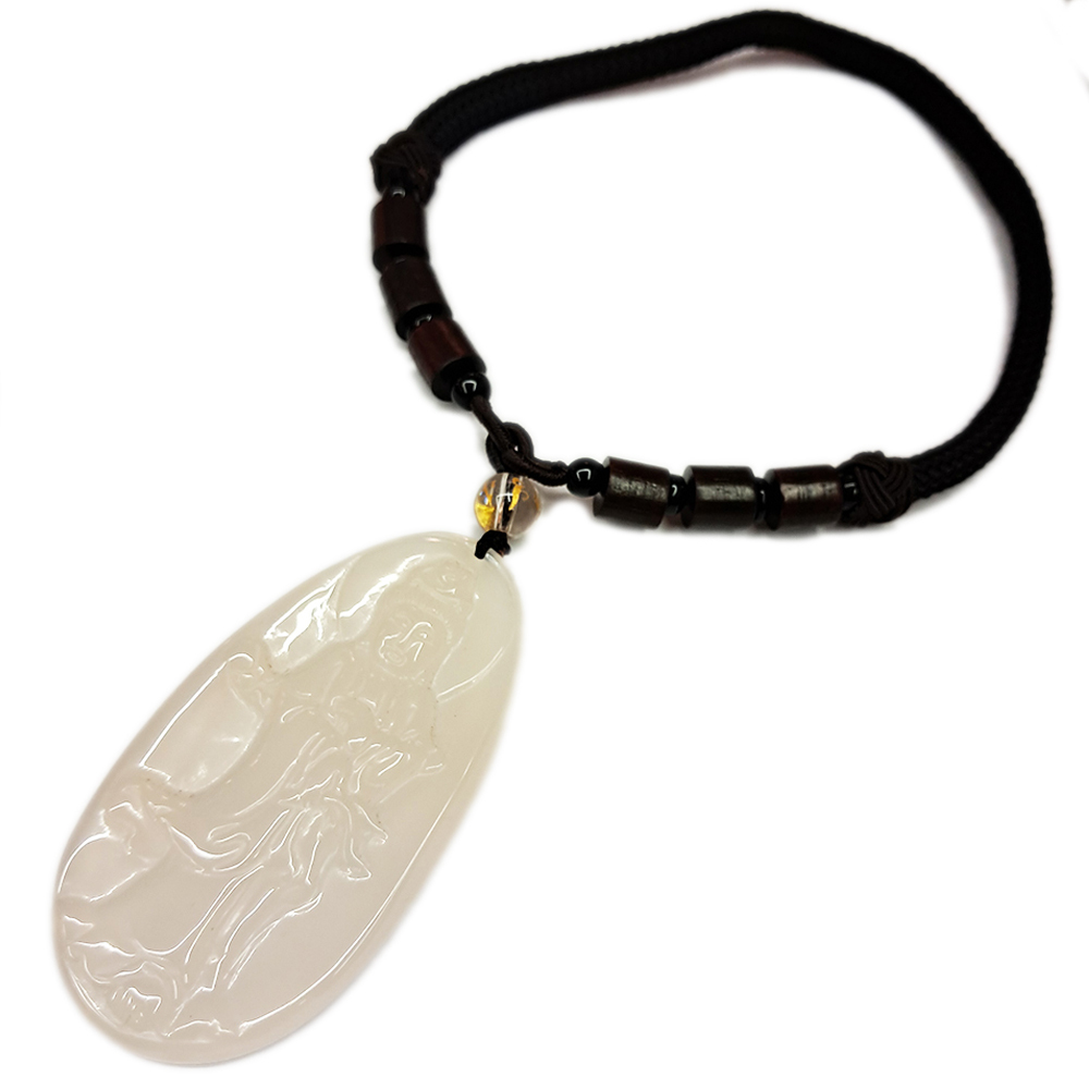 白衣觀音 白玉髓 紫檀掛飾【十方】149730