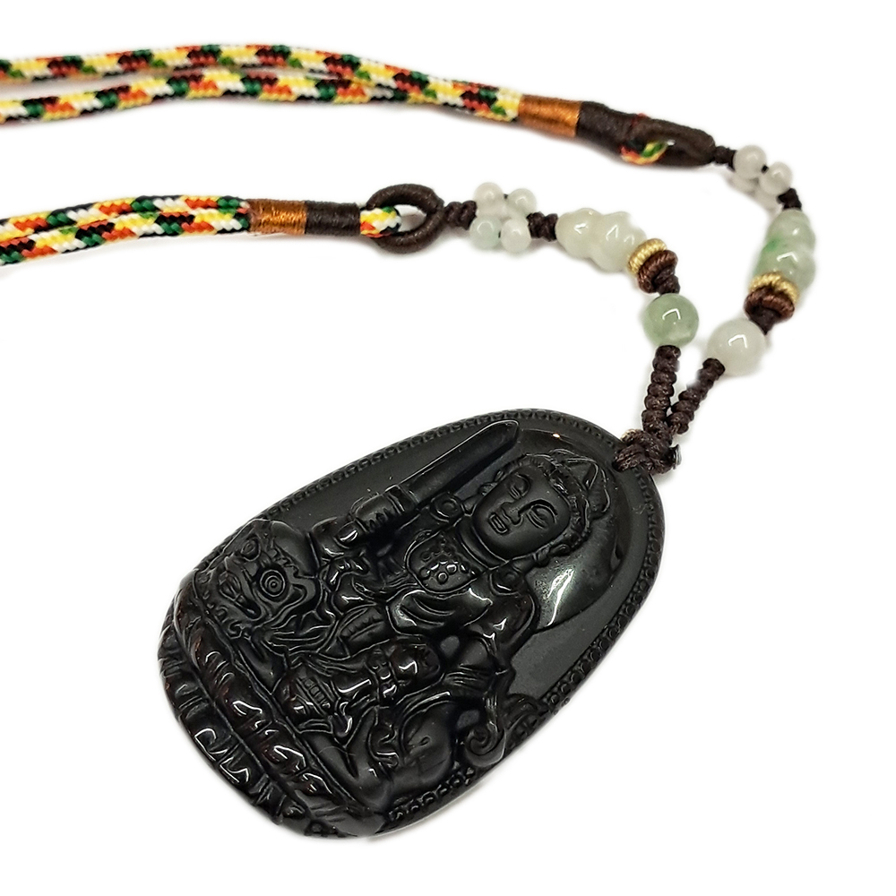 文殊菩薩 黑曜岩中國結項鍊【十方】151783