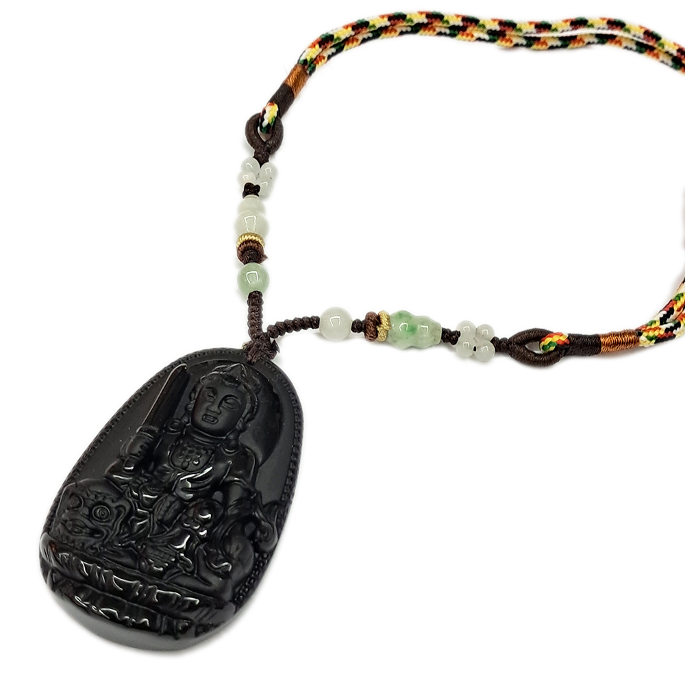 文殊菩薩 黑曜岩中國結項鍊【十方】151783