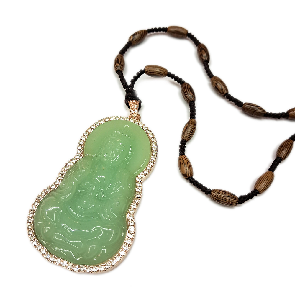 觀音{鑲水鑽}雞翅木項鍊【十方】152598