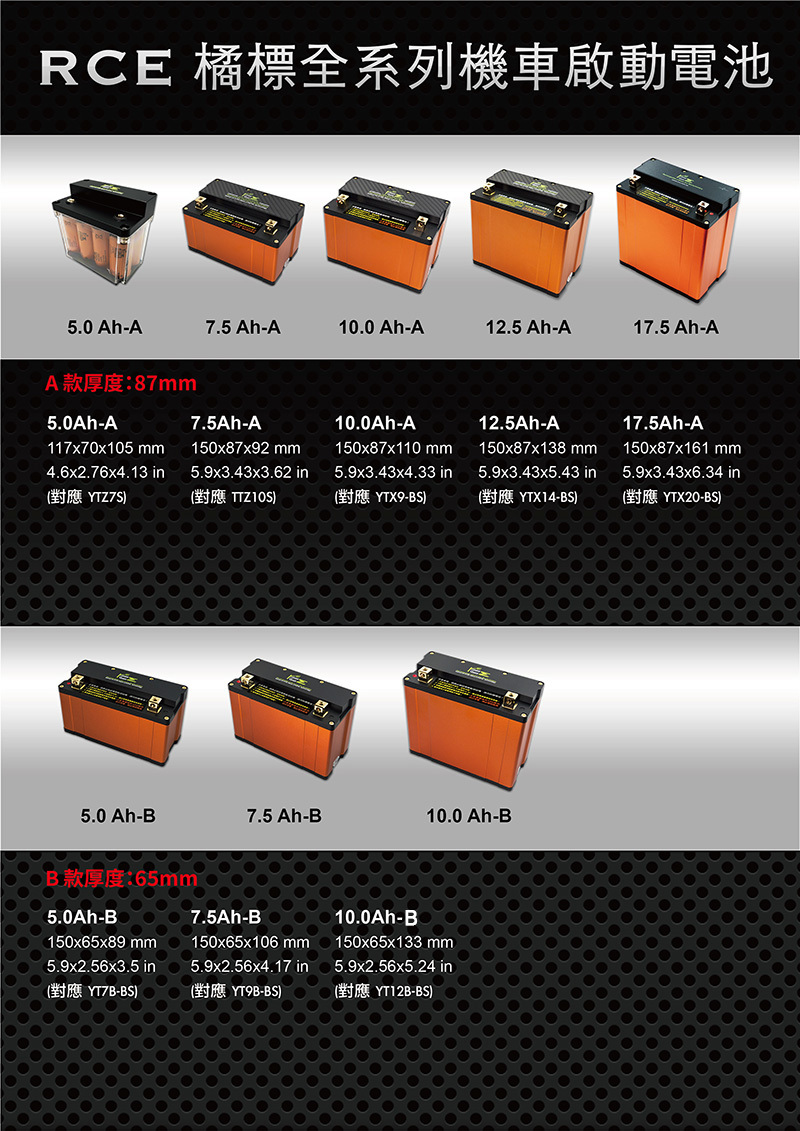 RCE 12V 機車鋰鐵啟動電池 7.5Ah- B型
