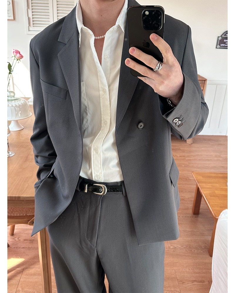 半雙排扣短西裝外套夾克外套