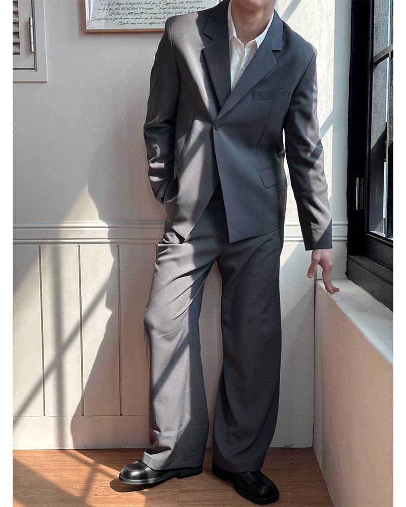 直筒寬鬆休閒西裝褲