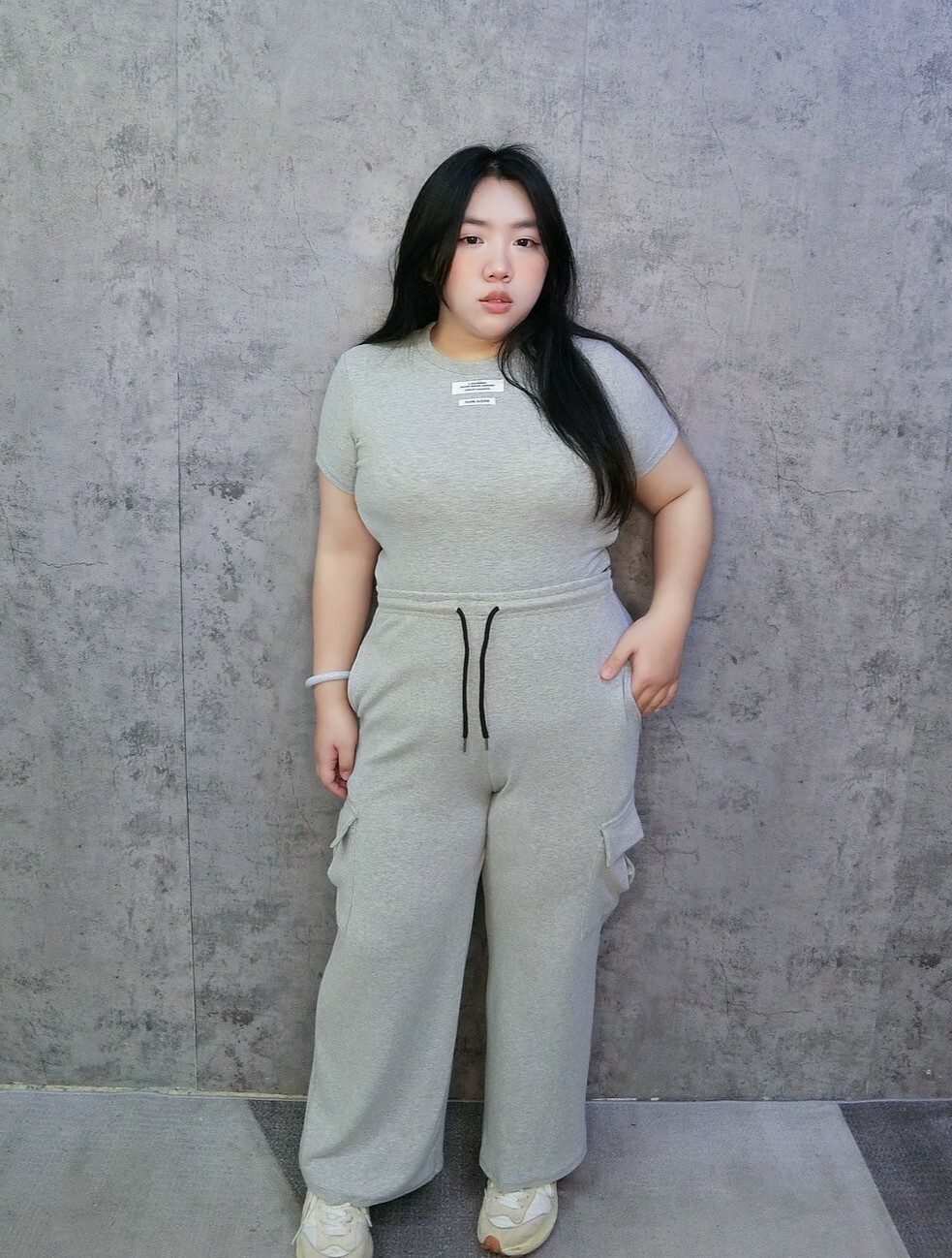 標籤短T+工裝長褲套裝