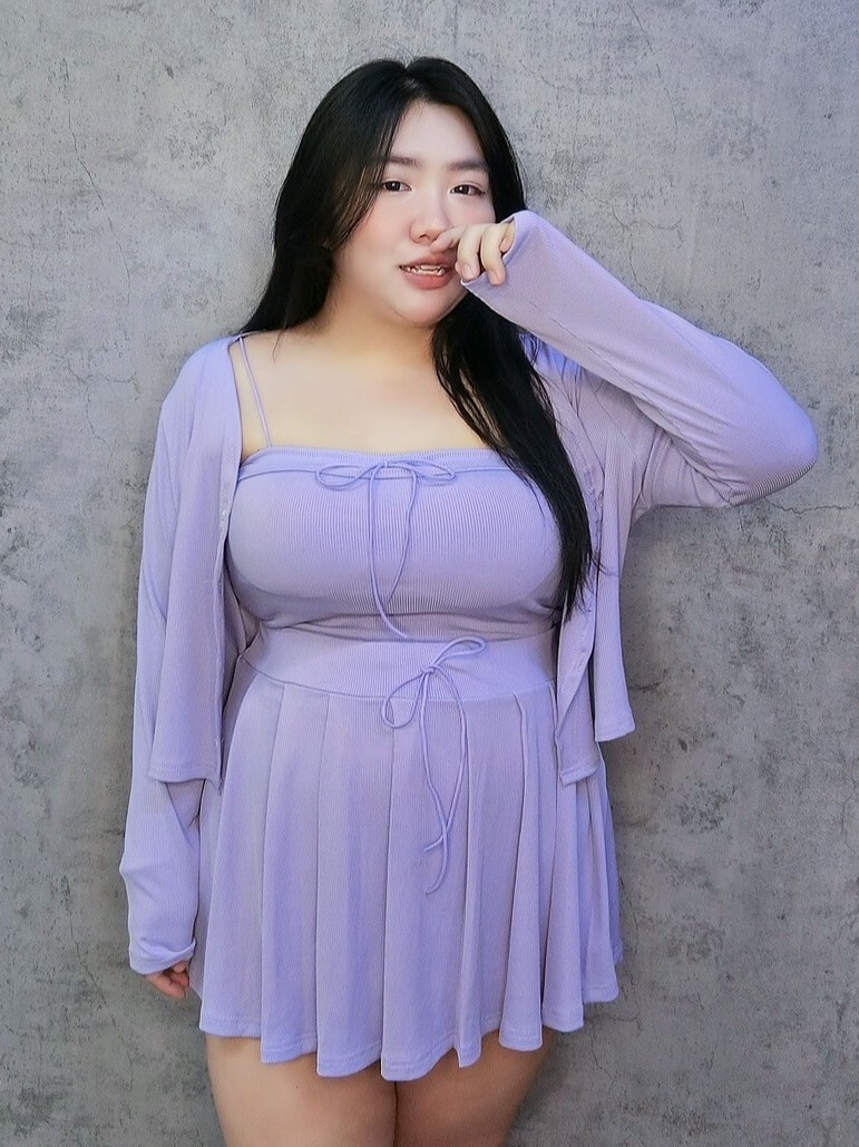 直坑條軟妹外套小可愛三件套