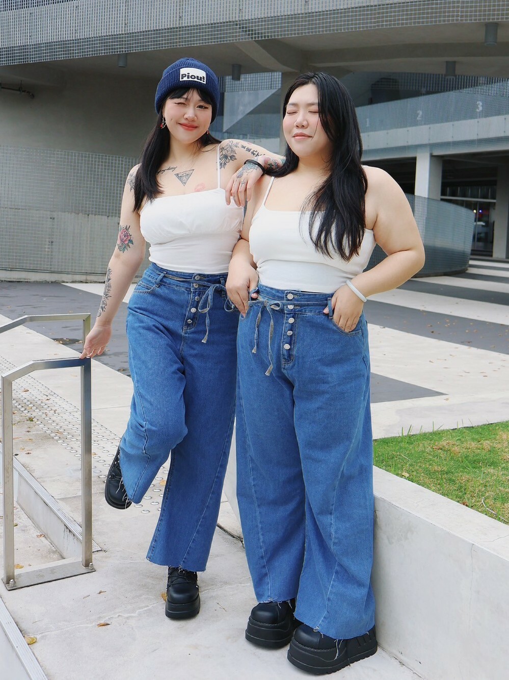 復古五排釦割線寬褲