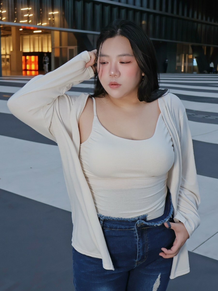 垂墜領細肩帶抓皺背心+小外套兩件組