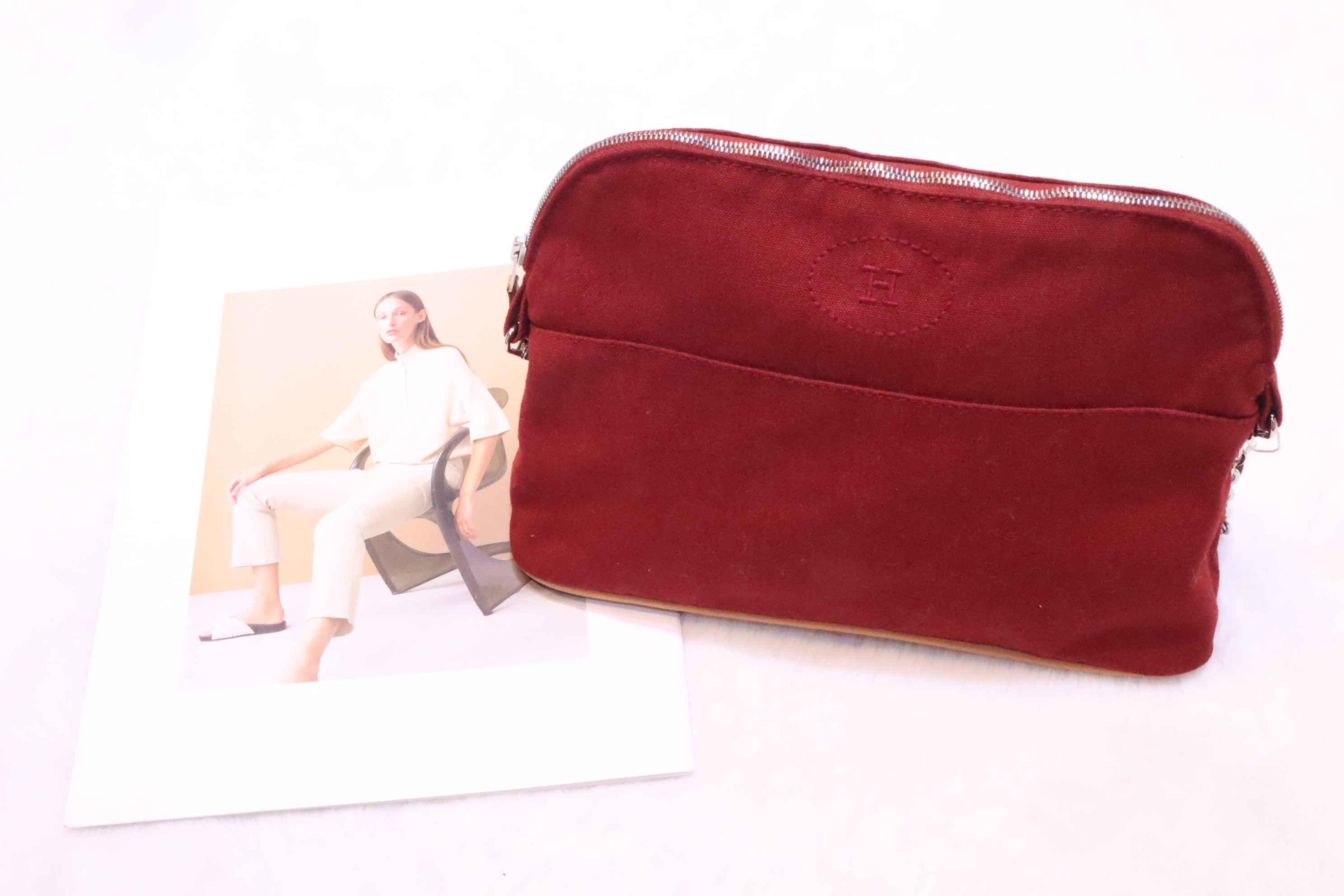 Hermes棗紅色Pouch♥️ 送斜孭鏈