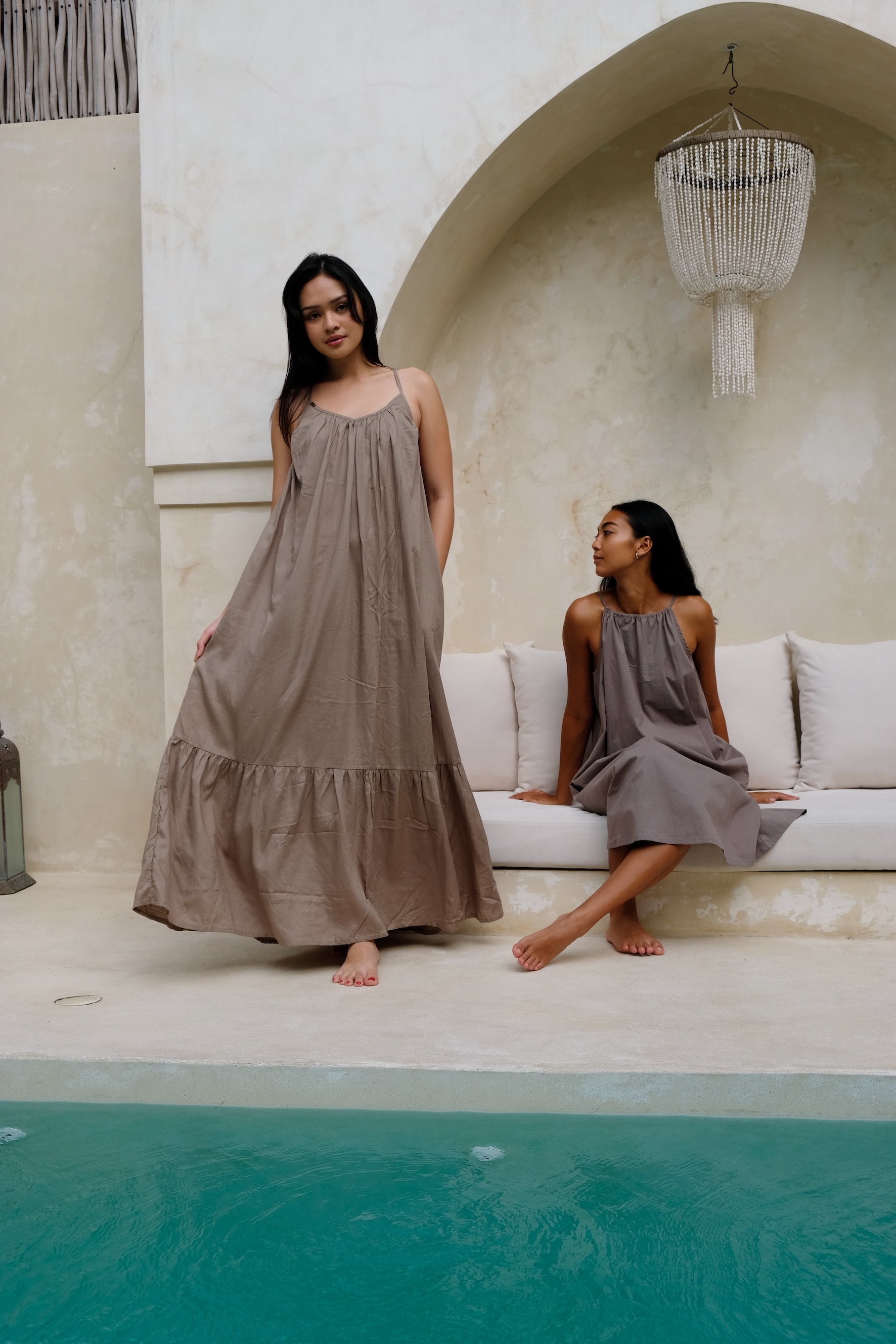 削肩洋裝/ 罩衫 瑪瑙灰