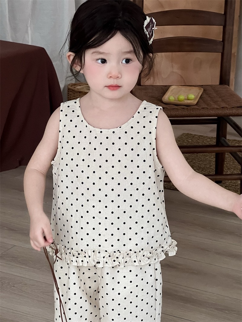 可愛波點花邊套裝