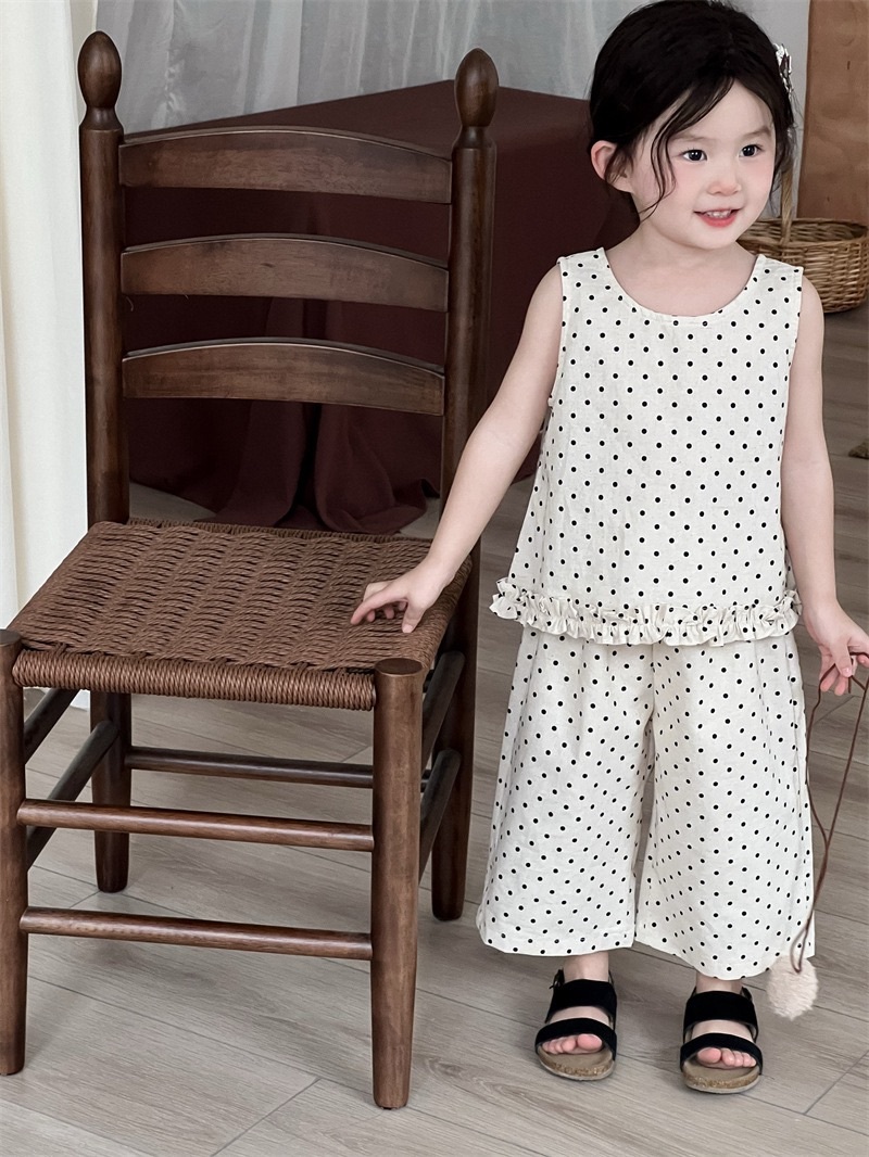 可愛波點花邊套裝