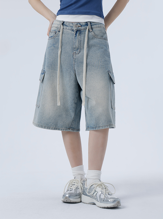 工裝五分牛仔短褲