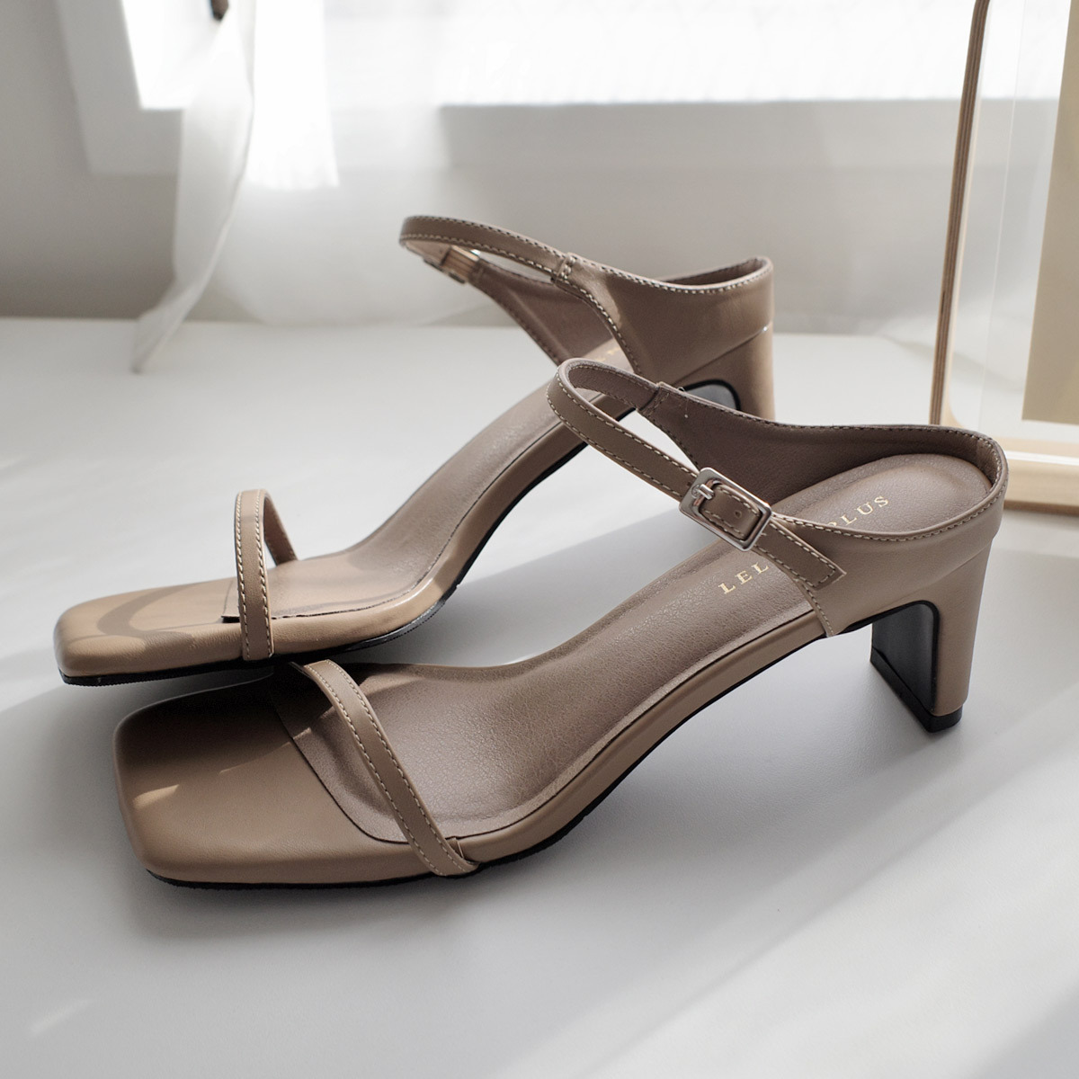 方頭可調式繫帶穆勒板跟涼鞋【CX3122】