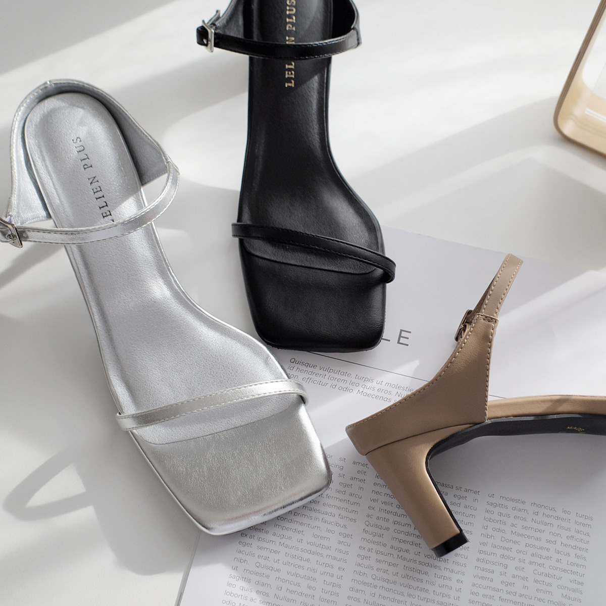 方頭可調式繫帶穆勒板跟涼鞋【CX3122】