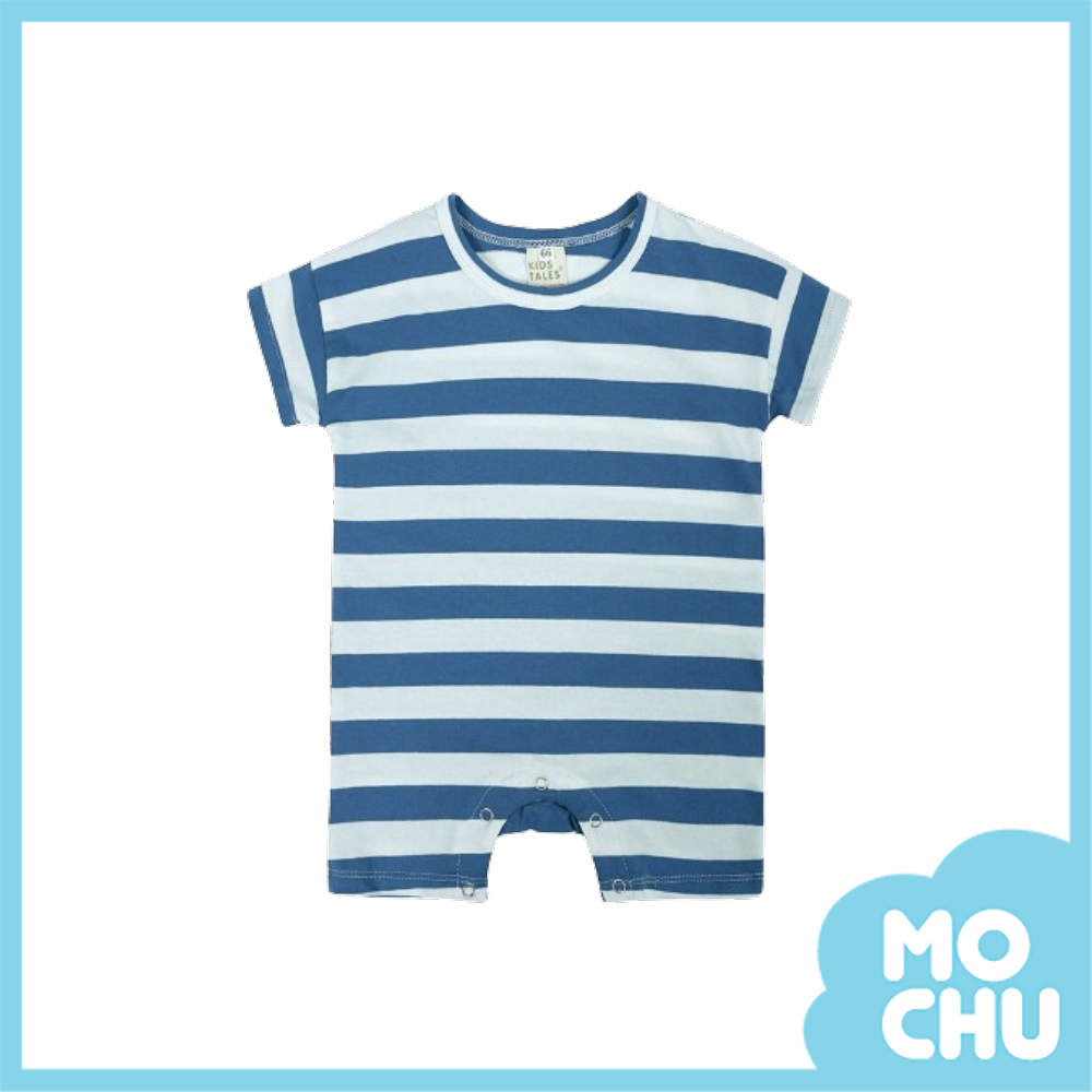 寬條落肩短袖連身衣(六色)